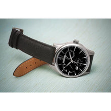 Load image into Gallery viewer, L'Atelier Dual Time is a venture into fine craftsmanship and an elevation of contemporary design. Exuding an air of fine taste and class with a flawless aesthetic face, the satin brushed stainless steel casing embodies modern exclusivity. Features include a Date, Day/Night Indicator, Second Time Zone and a Power Reserve Display showing you exactly the percentage remaining on the self winding 21 jewel automatic calibre.