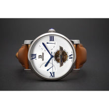 Load image into Gallery viewer, This gorgeous automatic Chronometer in the spirit of a 1920s Retro Style presents new forays in a variety of ways to us: It features a high quality swiss automatic movement with a snapback day and date complication as well as large sword hands giving it a distinct classical yet bold feel.
