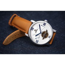 Load image into Gallery viewer, This gorgeous automatic Chronometer in the spirit of a 1920s Retro Style presents new forays in a variety of ways to us: It features a high quality swiss automatic movement with a snapback day and date complication as well as large sword hands giving it a distinct classical yet bold feel.