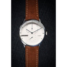 Load image into Gallery viewer, The new Cosmo Line follows that spirit, offering a superbly sleek and elegant look on a maintenance free quartz powered piece. The 2.5D shaped Glass adds to the exclusive look and feel of the watch along with contemporary cool black colours and silver accents aesthetically applied on the minimalistic face of the watch.