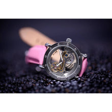 Load image into Gallery viewer, Inspired by the Excalibur series, this customized design encompasses the element of the traditional Excalibur with a twist. A mechanical piece of mechanical art with an automatic movement that is fully transparent with a delicate movement that is soothing for the eye. Extravaganza at its best.