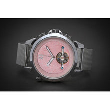 Load image into Gallery viewer, A playful and minimalistic custom made design for Her with a creative blend of pink and silver elements, silver coated casing and mesh strap, an open heart face and the extravagant case of our classic Andaluz. Feminine, Confident and Contemporary. Please allow approximately five (5) working days for assembly before dispatch can take place as this is a custom designed timepiece.
