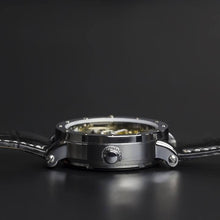 Load image into Gallery viewer, The Excalibur series is a stunning timepiece with a unique face design. An upgraded mechanical piece of mechanical art with an automatic movement that is fully transparent with a delicate movement that is soothing for the eye. Extravaganza at its best.