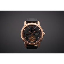 Load image into Gallery viewer, Tour de Noir salutes the traditional craftsmanship with all the ingredients for a true watch collector. Distinctly confident and classic with exclusive features including second time zone, minute, hour, second indicators, open heart caliber with a flying Tourbillon providing a 60-hour power reserve for precision and focus.
